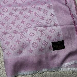Louis Vuitton Light Pink Monogram Silk-Wool Scarf